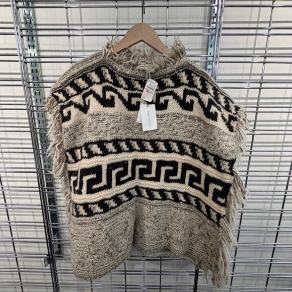Isabel Marant Etoile M Cream Multi Knit Fringe Poncho - Picture 1 of 4